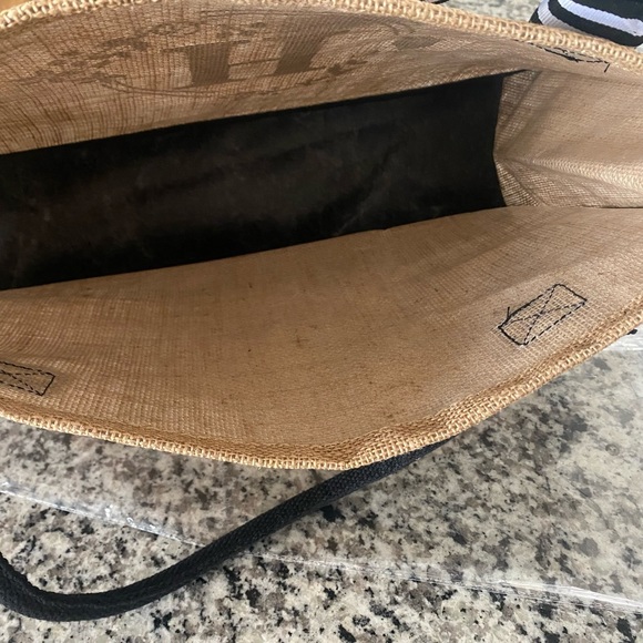 Letter Embroidered Jute Satchel Bag Large - Picture 6 of 9